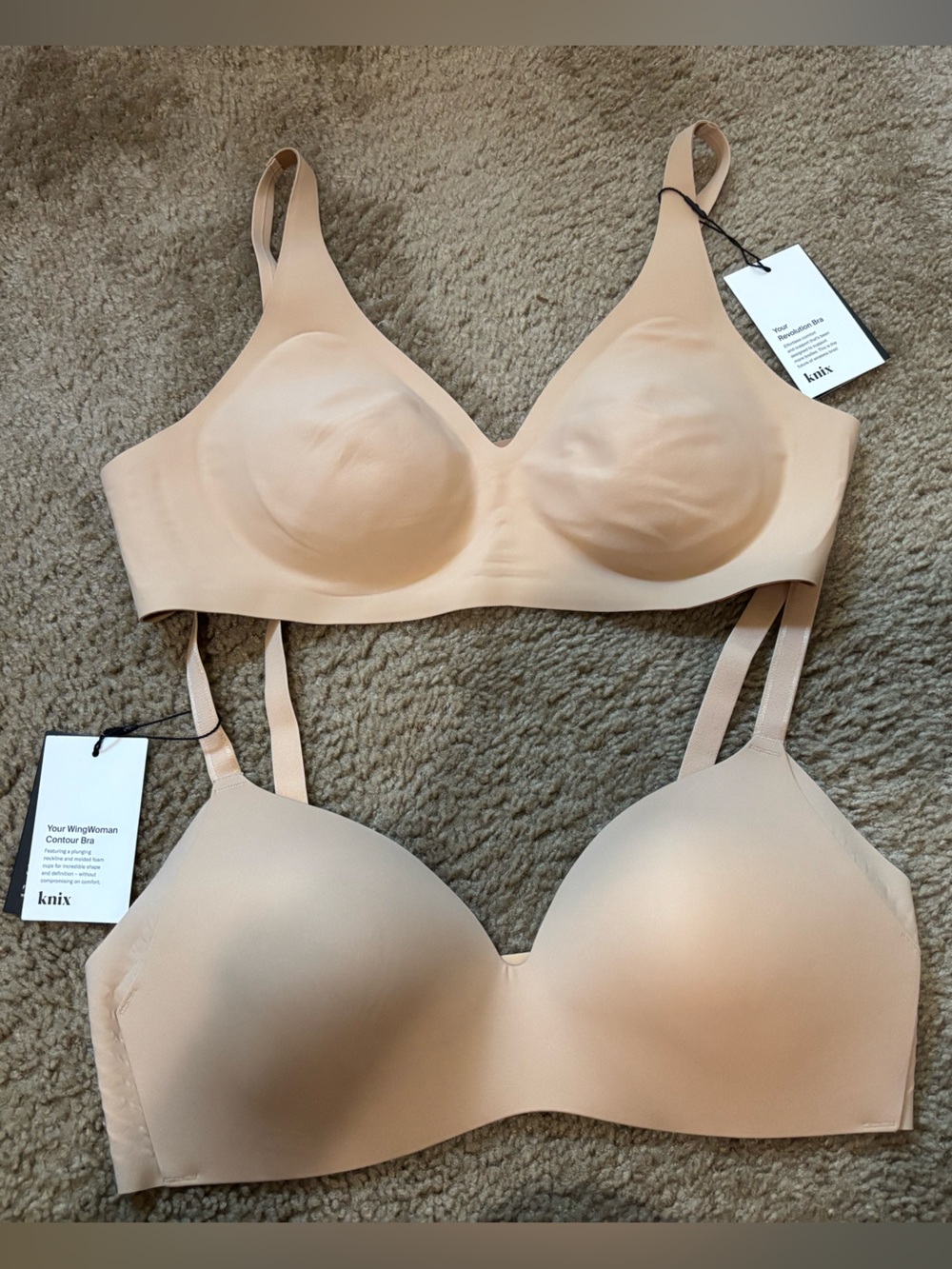 (2) Knix New with Tags Bras Size Large & 36C Color: Warm Sand